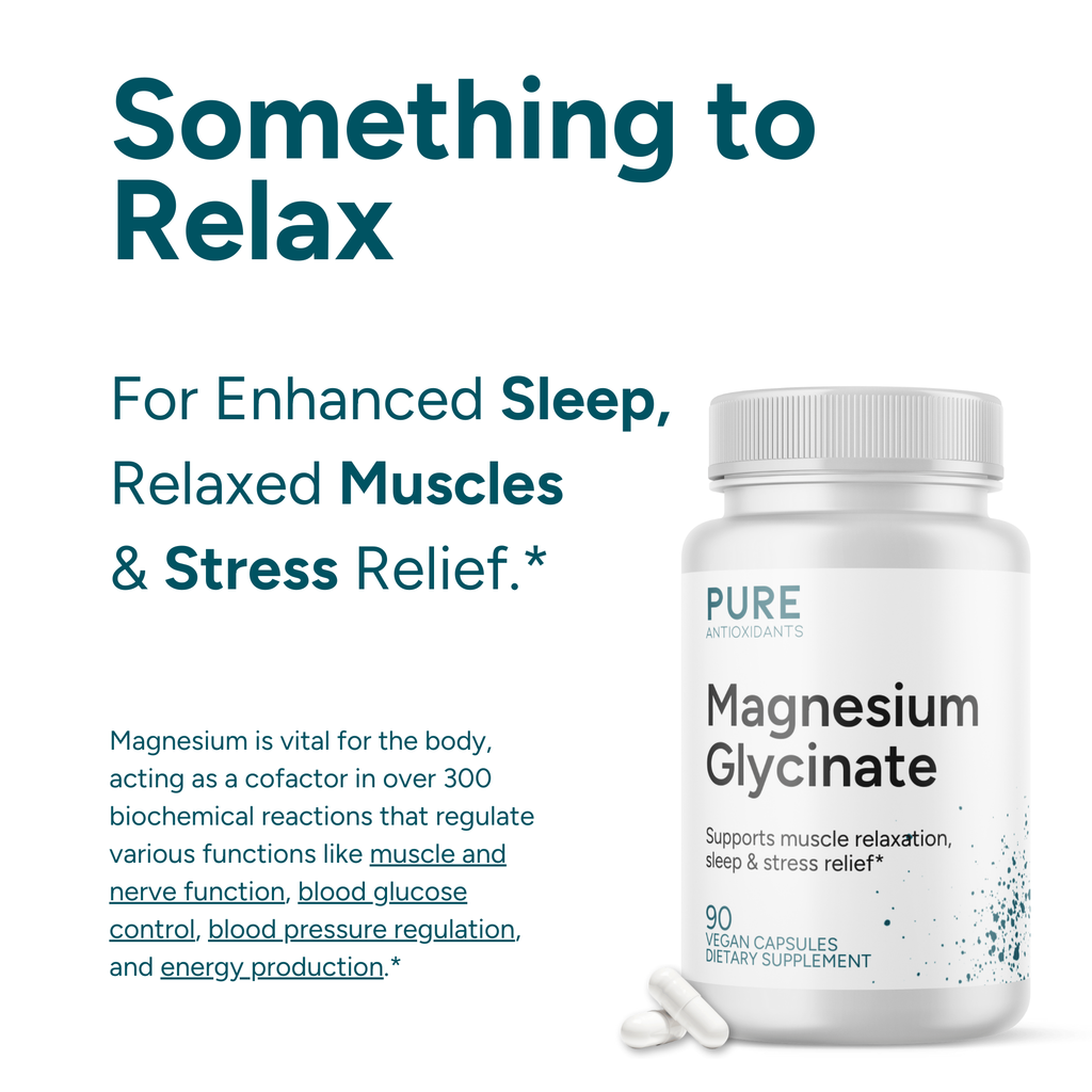 Pure Magnesium Glycinate - 90 Capsules - Made in the USA