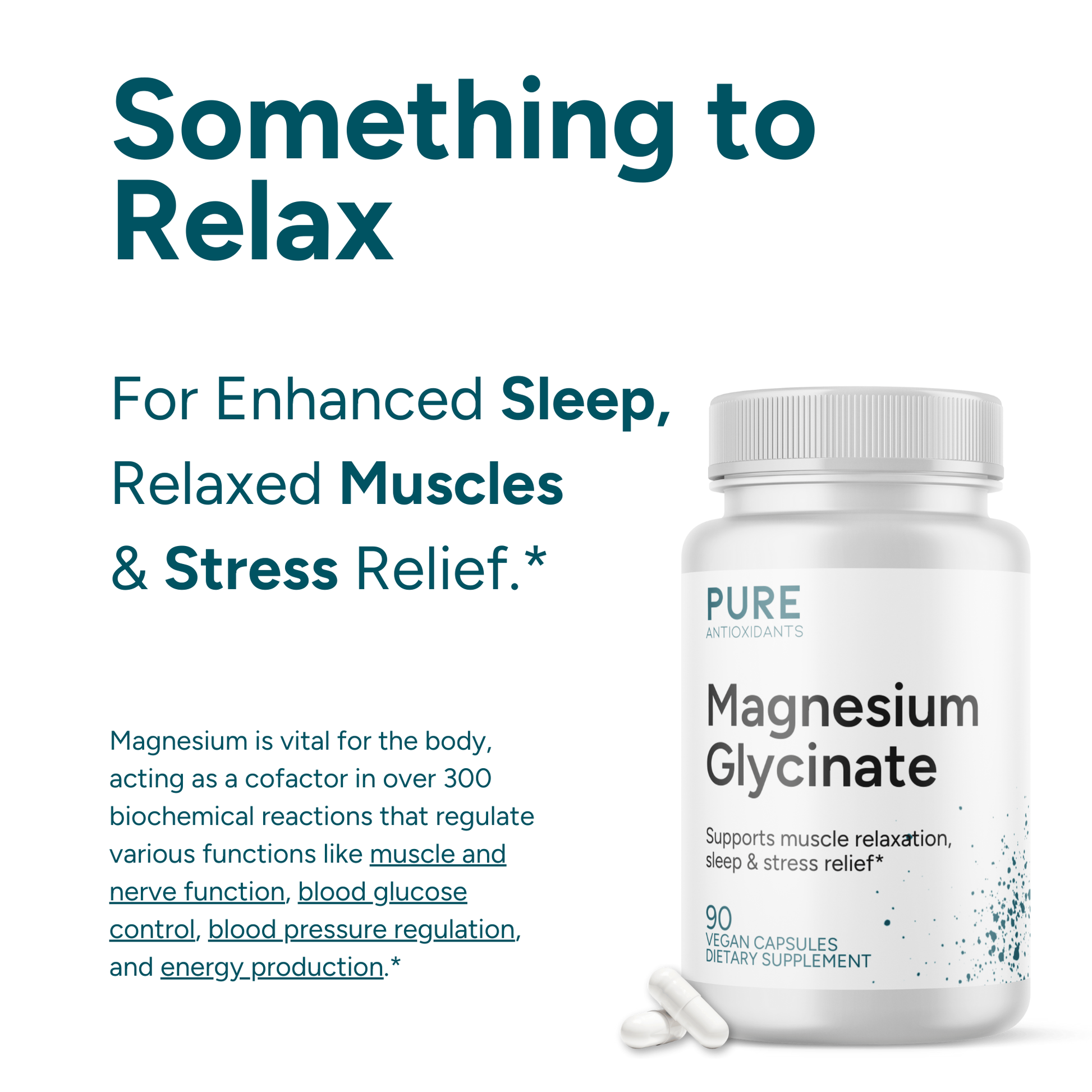 Pure Magnesium Glycinate - 90 Capsules - Made in the USA