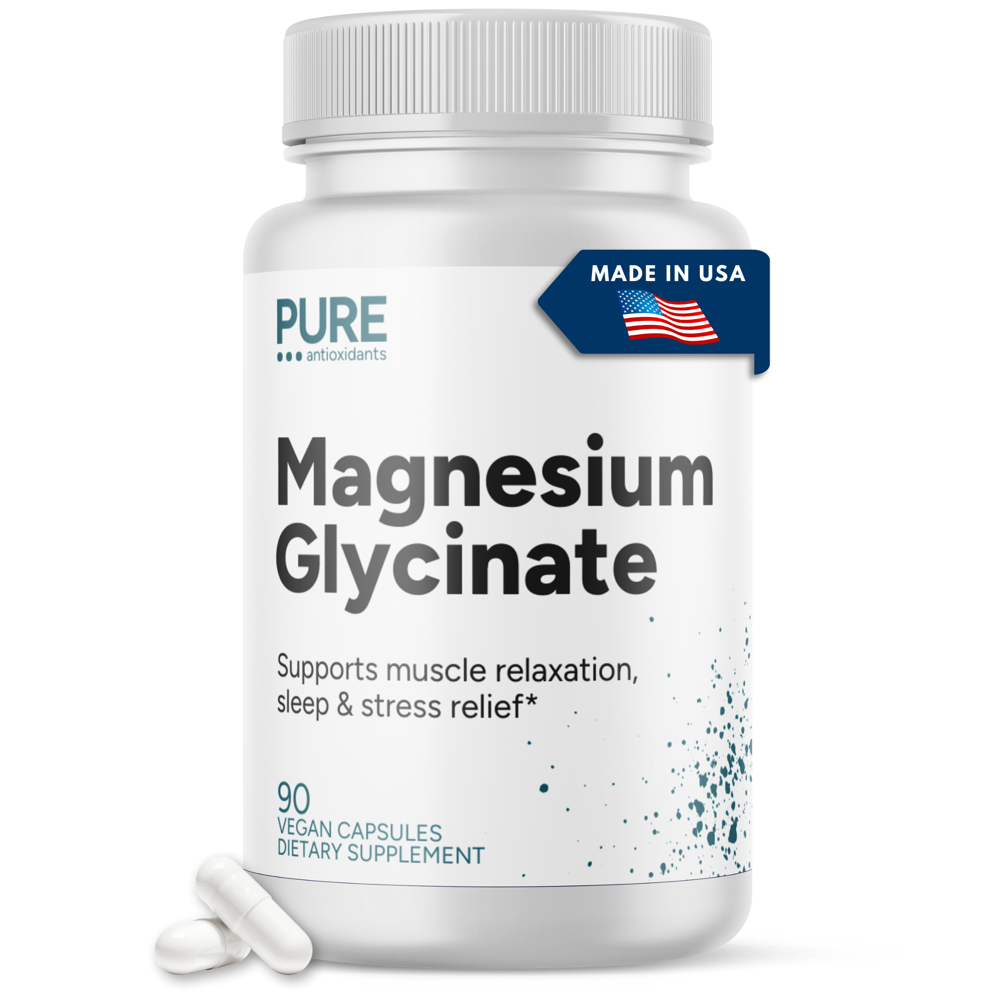 Pure Magnesium Glycinate - 90 Capsules - Made in the USA