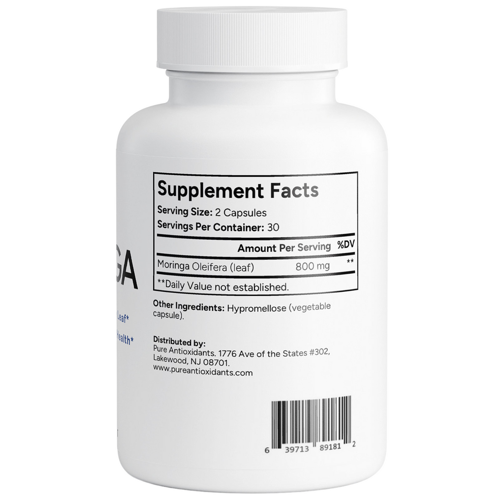 Moringa Pure Capsules - No Fillers - Made in the USA
