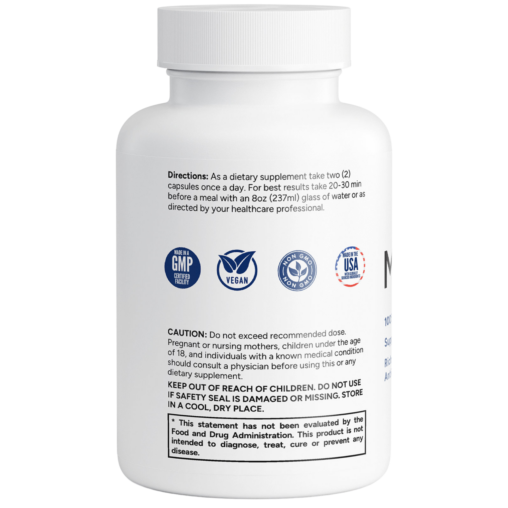 Moringa Pure Capsules - No Fillers - Made in the USA